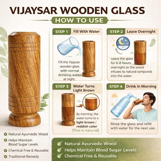 NESTARA™ Vijaysar Sugar Wooden Glass