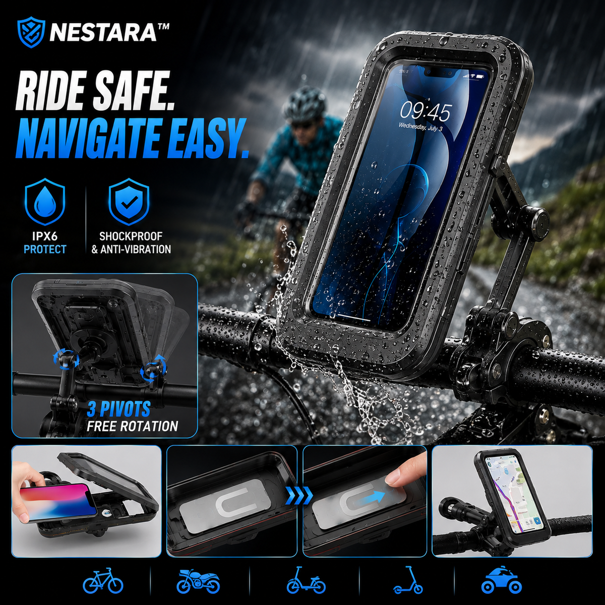 Waterproof Bike Phone Mount Holder
