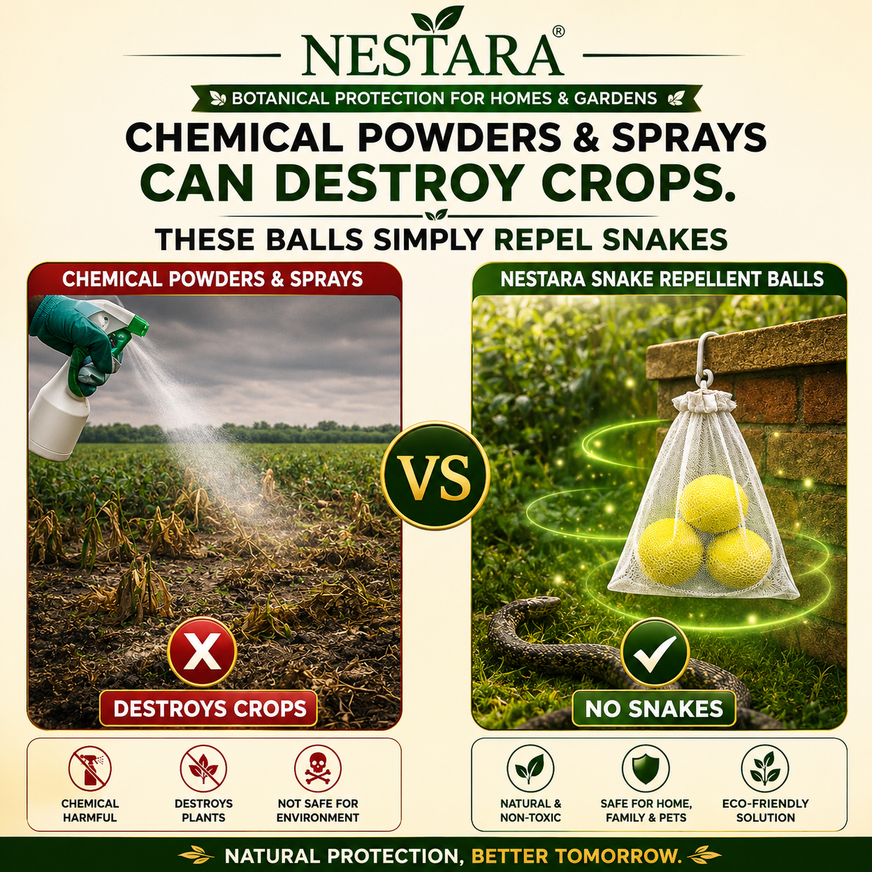 Nestara™ Snake Repellent Balls (Pack of 2) | Natural Herbal Snake Repellent for Home, Garden & Farm