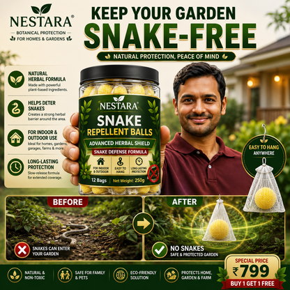 Nestara™ Snake Repellent Balls (Pack of 2) | Natural Herbal Snake Repellent for Home, Garden & Farm