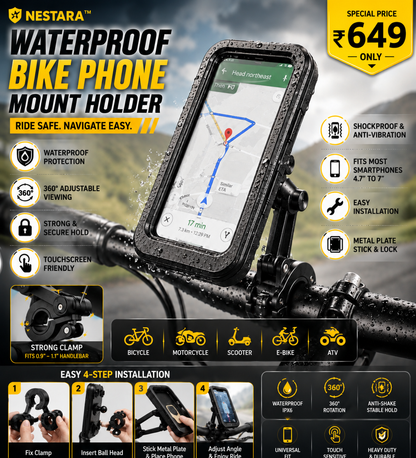 Waterproof Bike Phone Mount Holder