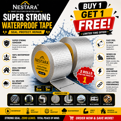 Nestara™ Waterproof Repair Tape (5CM × 5M) – Buy 1 Get 1 FREE