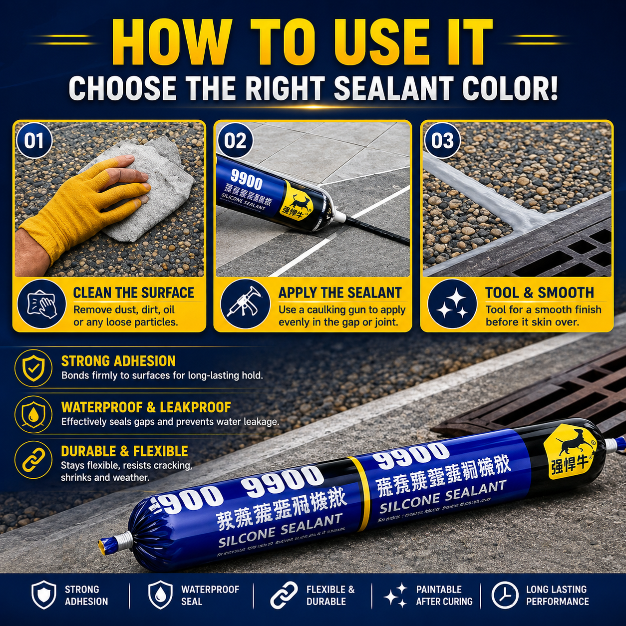 Nestara™ Super Strong Waterproof Silicone Sealant | Heavy-Duty Leak Repair