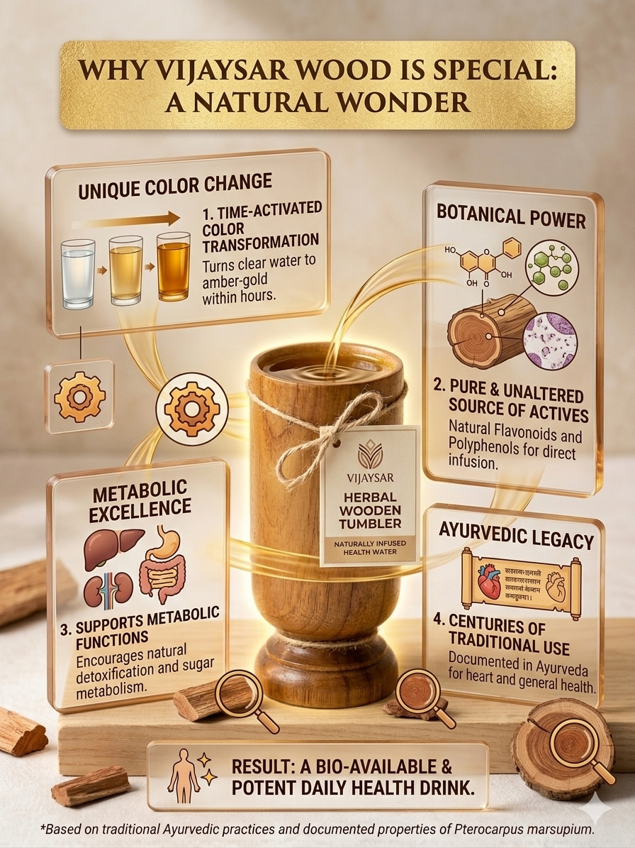NESTARA™ Vijaysar Sugar Wooden Glass