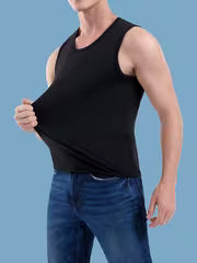 3pcs Men's Sleeveless Shirts/Tight-Fit T-Shirts - Solid Black/White/Grey