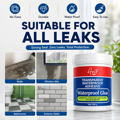 Nestara™ Transparent Waterproof Glue | Invisible Anti-Leak Sealant for Bathroom, Roof, Walls, Tiles & Kitchen (300g × 2 | Buy 1 Get 1 Free)